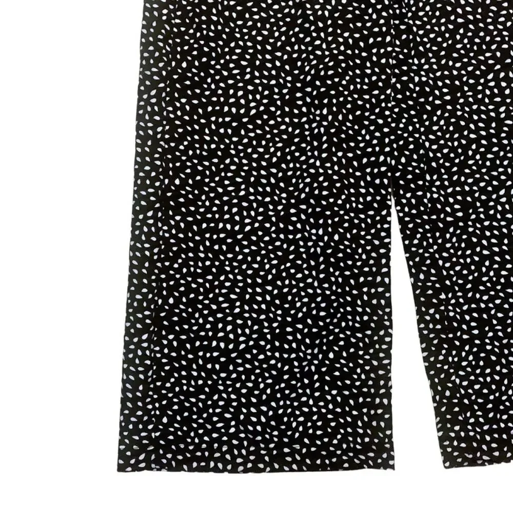 One Shoulder Ruffle Black White Dot Print Jumpsuit Sleeveless Wide Leg Coquette - Picture 4 of 8